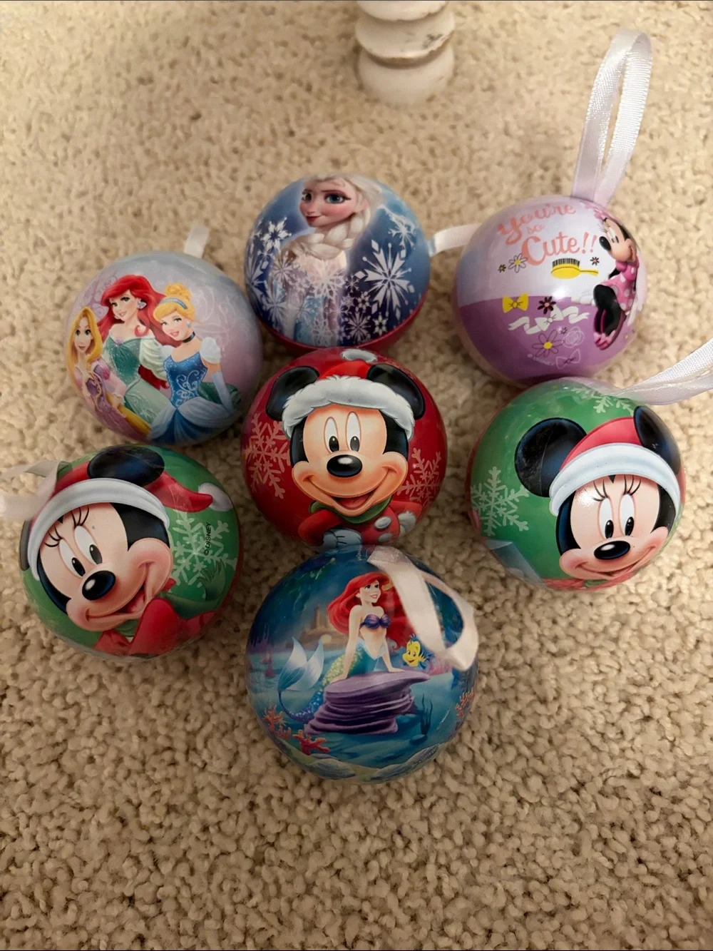 Disney Holiday Character Ball Ornaments in Red, Green, Blue & Purple